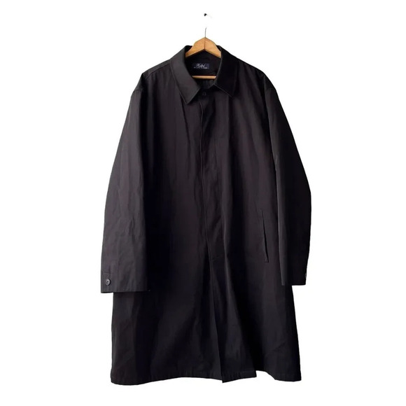 RALPH LAUREN Men’s Overcoat Black Designer Gothic Double Lining Size 50L Long